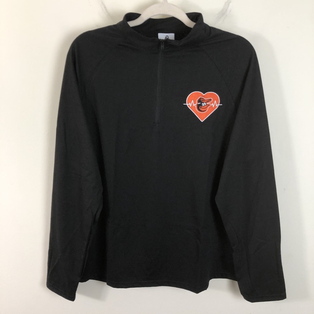 Baltimore Orioles 1/4 Zip Pullover Sweatshirt Men's Sz L Black Baseball SGA MLB